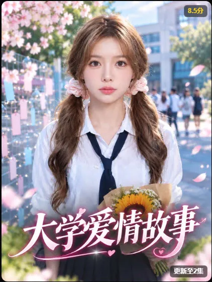 夜色街景竖版海报，男女主在车前靠近的剧照